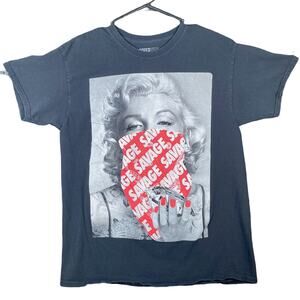 Proper Tees Marilyn Monroe Shirt Black Graphic Print Savage Short Sleeve Large